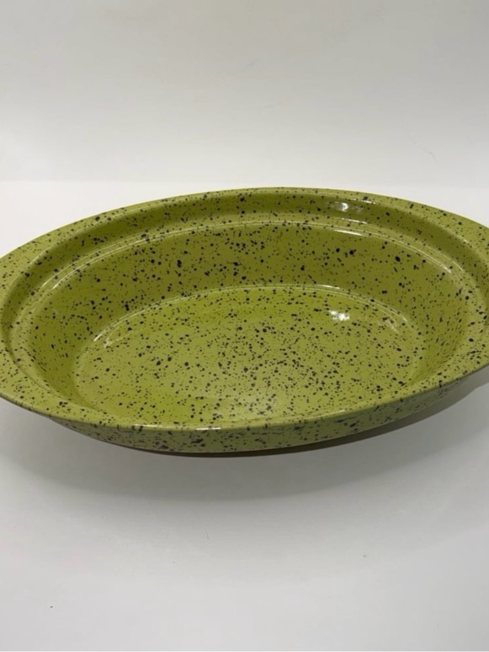 Cerutil Portugal Stoneware Bakeware Serving Dish Speckled Green Black 12” Oval